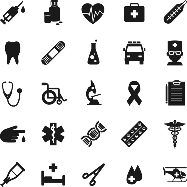Conjunto de ícones médicos em estilo simples plano — Vetor de Stock