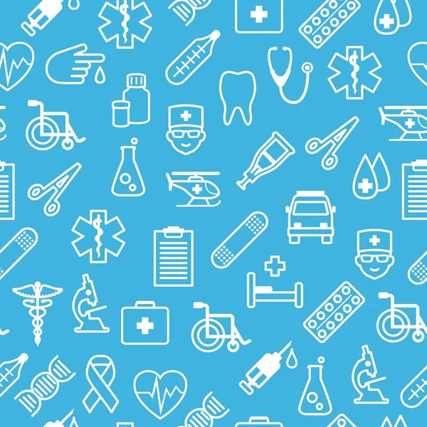 Iconos médicos fondo sin costuras en estilo plano — Vector de stock