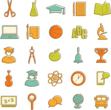düz eğitim simgeler