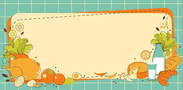 Fondo de comida saludable en estilo retro doodle — Vector de stock