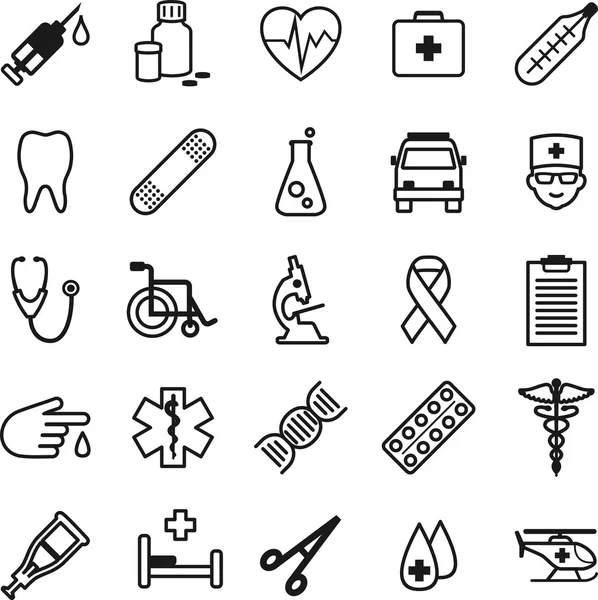Conjunto de ícones médicos em estilo linha fina — Vetor de Stock