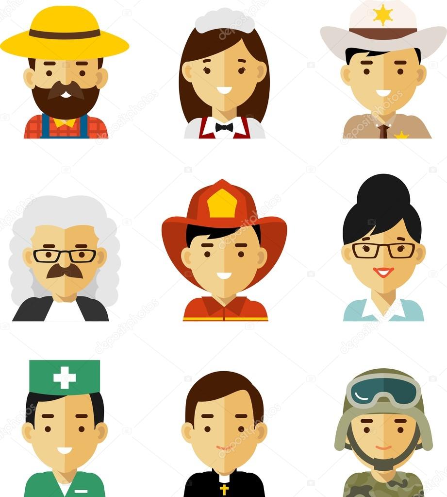 People occupation avatar set in flat style
