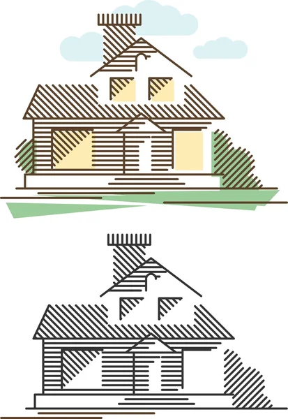 Edificios iconos conjunto — Archivo Imágenes Vectoriales