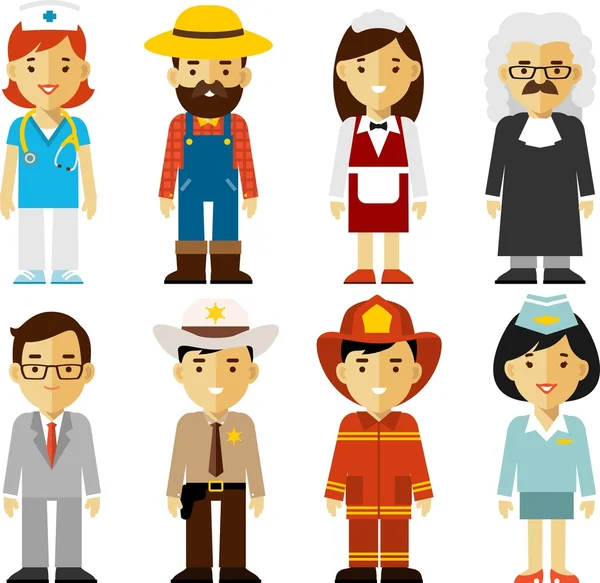 People occupation characters set in flat style — Stock Vector