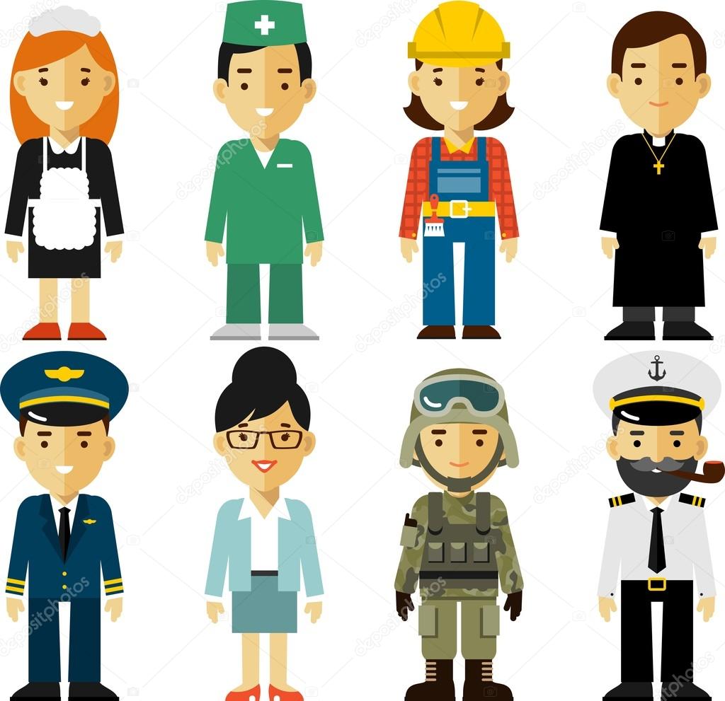 People occupation characters set in flat style