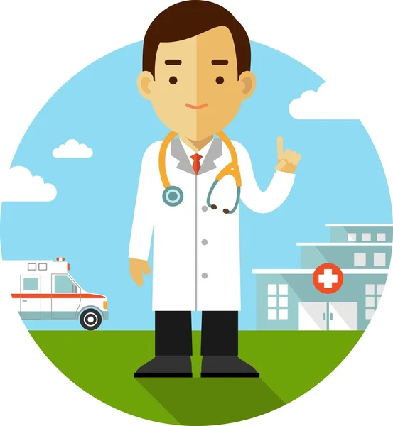 Doctor on medical background — Stock Vector