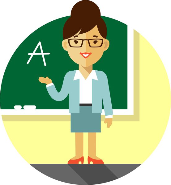 Женщина-учитель возле доски
