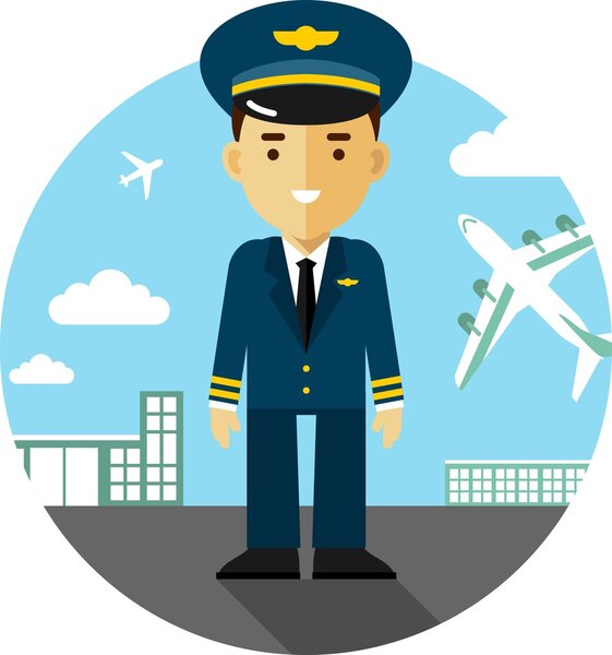 Pilot on airport background 