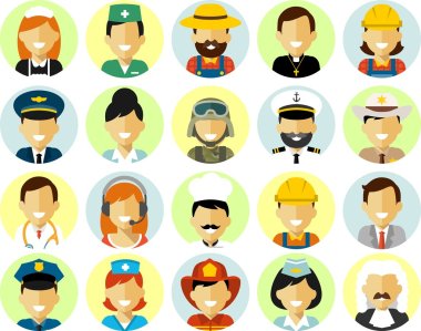 People occupation characters avatars set in flat style clipart