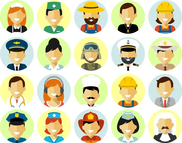 People occupation characters avatars set in flat style — Stock Vector