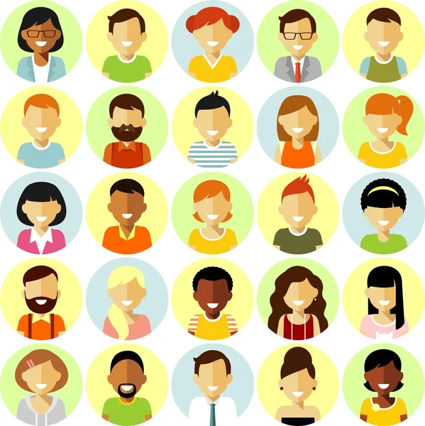 Personas personajes avatares establecidos en estilo plano — Vector de stock