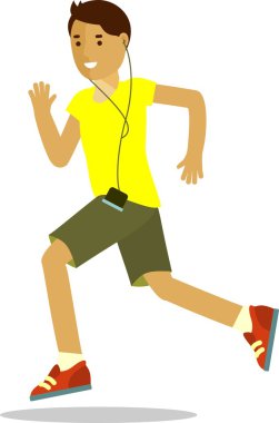 Beyaz arka plan üzerinde izole düz tarzında çalışan adam