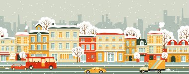 Şehir sokak sorunsuz kış arka planda düz stil