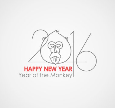 Çince Zodyak karakter kırmızı kağıt maymun 2016 ince çizgi düz stil