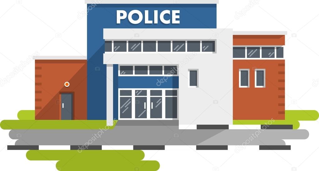 Police station building on white background