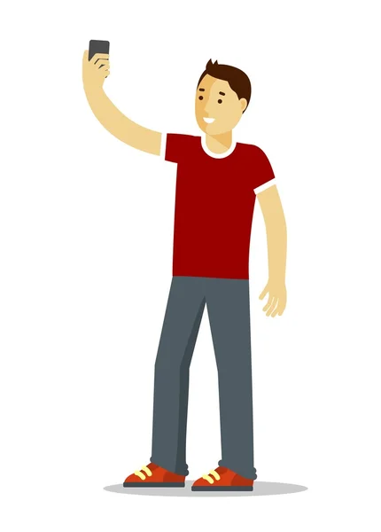 Concepto de selfie con gente de estilo plano — Vector de stock