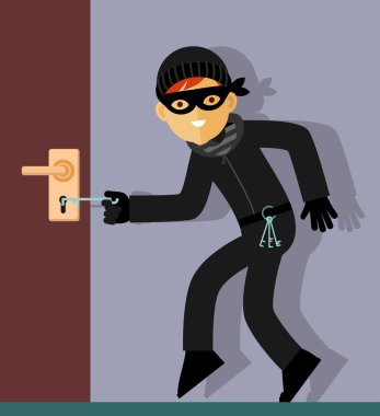 Thief character in steal action clipart