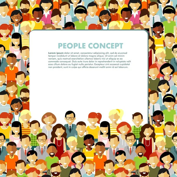 Concept de société multiculturelle moderne avec un fond de personnes homogène dans un style plat — Image vectorielle