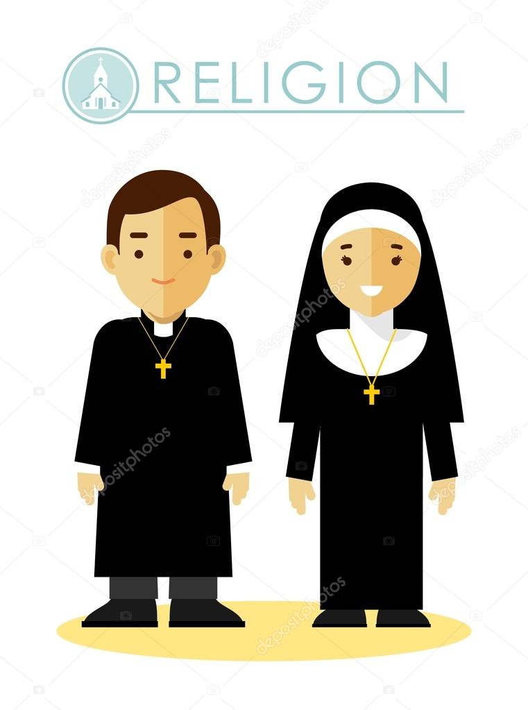 Catholic christian priest man and woman