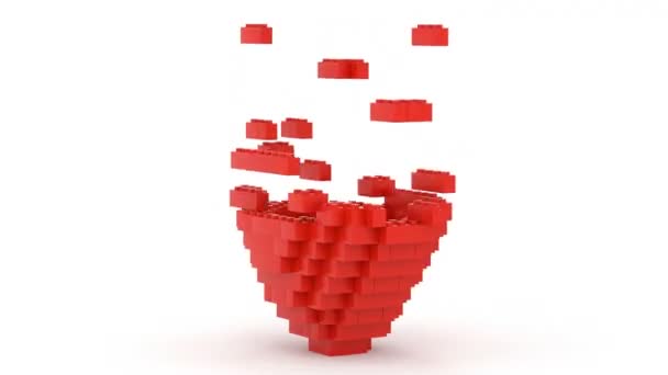 Toy Bricks Red Heart — Stock Video