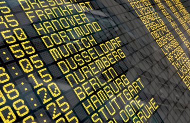 Airport Departure Board with German destinations clipart