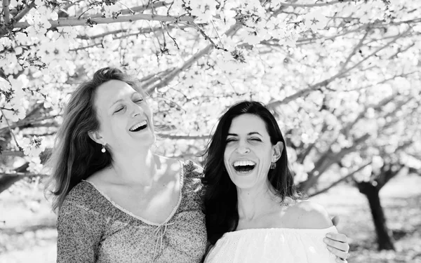 Friends walking in the garden — Stock Photo, Image