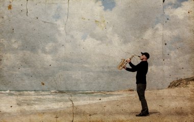 Saksofoncu saksafon üzerinde oynama 