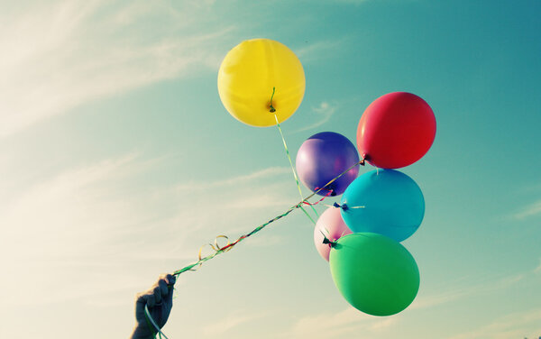 close up of colorful balloons