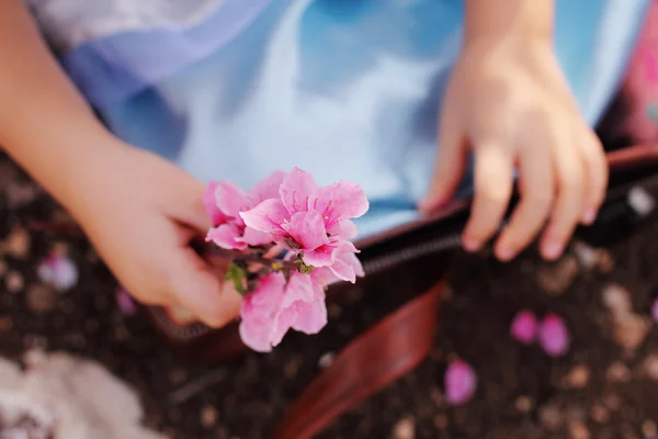 Little Girl Holding Flower — Stock Photo, Image