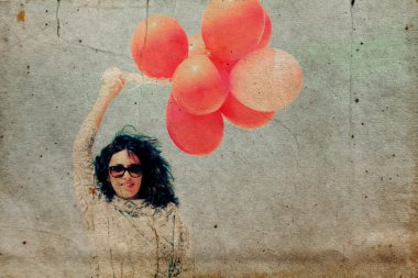 kadın holding balonlar