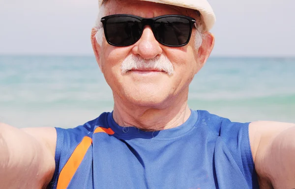 Selfie of senior man — Stock Photo, Image