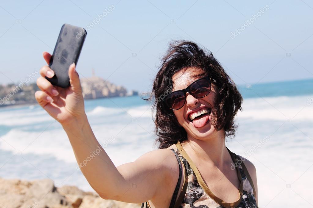 Selfie portrait of beautiful  woman