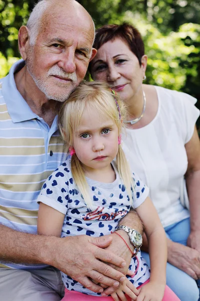 Abuelos con nietos en el parque — Foto de Stock