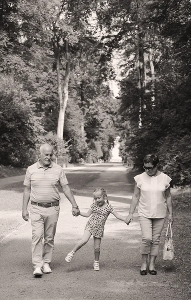 Grand-parents avec parc pour petits-enfants — Photo