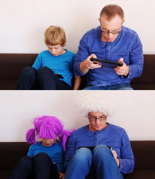 Vater und Sohn beim Spielen — Stockfoto