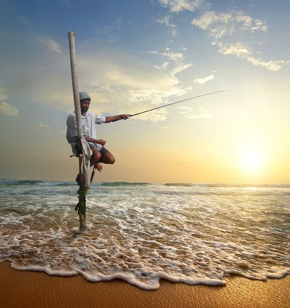 Pescador al atardecer — Foto de Stock