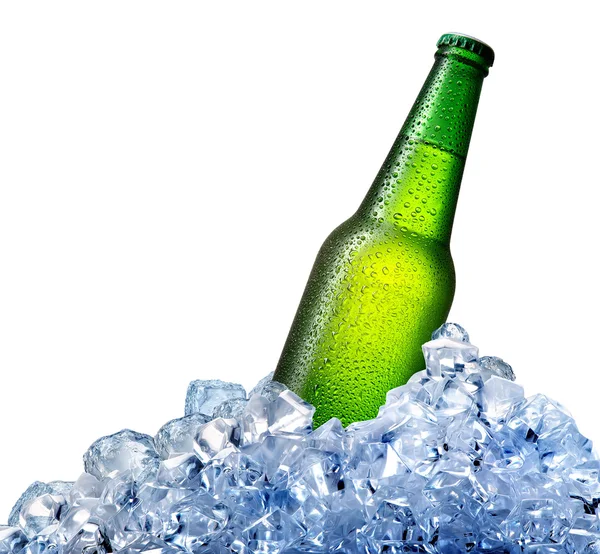 Beer bottle in ice — Stockfoto