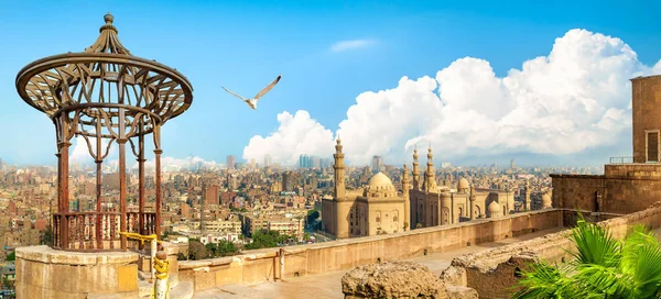 Kair Taras Widokowy Widokiem Meczet Sułtana Hassana — Zdjęcie stockowe