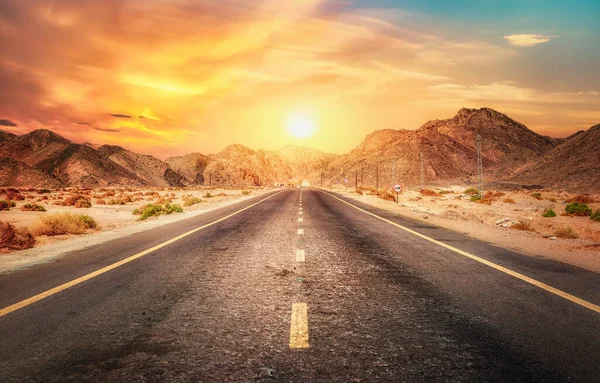 Morning Sun Road Desert Egypt — Stock Photo, Image