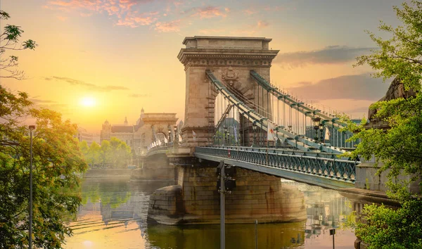 Blick Auf Die Alte Kettenbrücke Budapest Sommer — Stockfoto