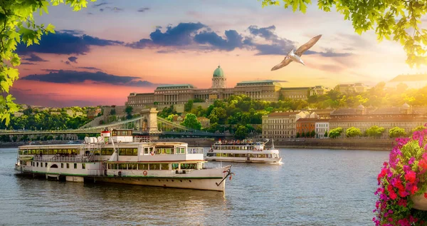 Hermosa Vista Lugares Famosos Budapest Atardecer — Foto de Stock