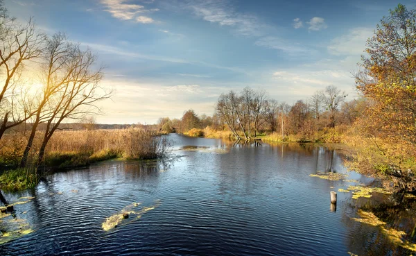 Rimpel op de rivier in de herfst — Stockfoto