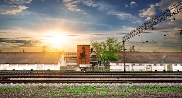 Rails and station — Stock Photo, Image