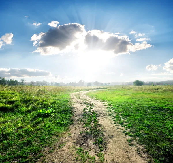 Estrada de campo na natureza selvagem — Fotografia de Stock