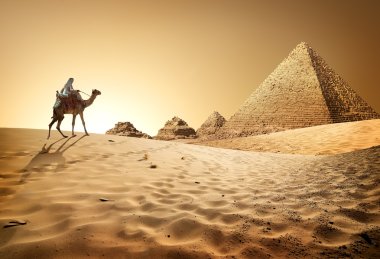 Pyramids in desert clipart