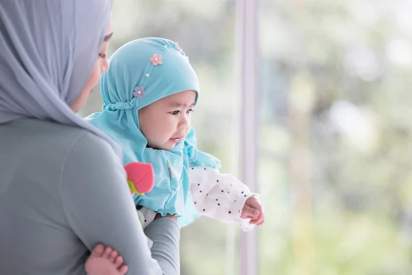 Happy Muslim Mother Holding Beautiful Little Baby — Stock Photo, Image