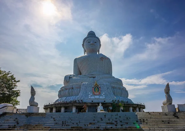 Frente Estatua Blanca Del Gran Buda Gran Buda Phuket Uno — Foto de Stock