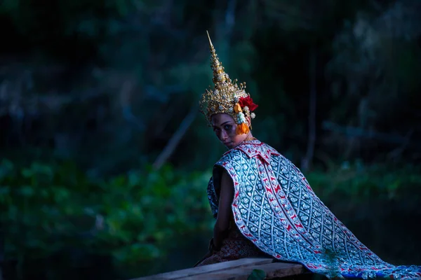 Thai Ghost Traditional Costume Appear History Portrait Asian Woman Make — Stock Photo, Image