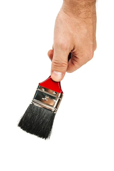 Brosse à peinture à la main — Photo