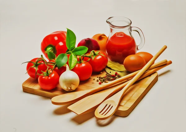 Rode tomaten aan boord — Stockfoto